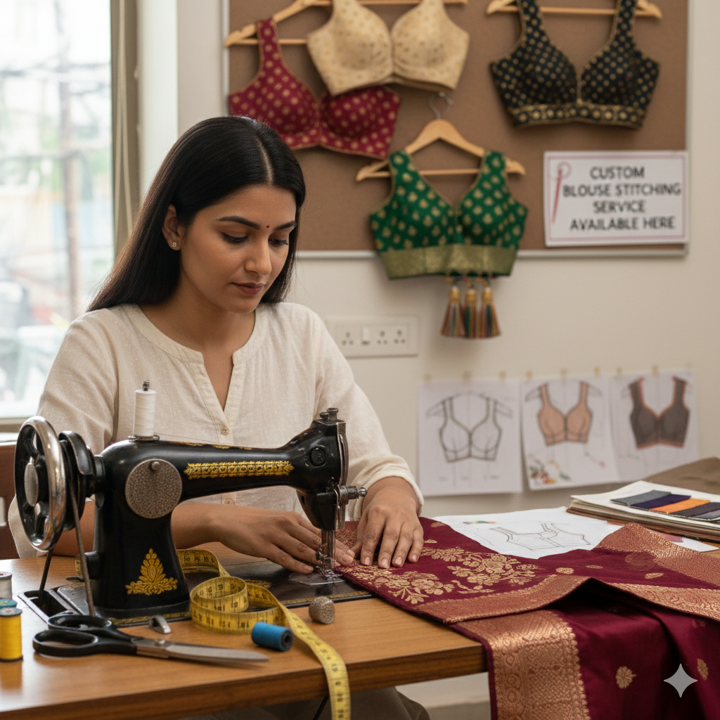 Blouse Stitching by Shades Of Benares - banarasi - banarasi saree shop - banarasi saree manufacturers - banarasi saree wholesale - banaraasi sarees - banarasi sari - banarasi saris