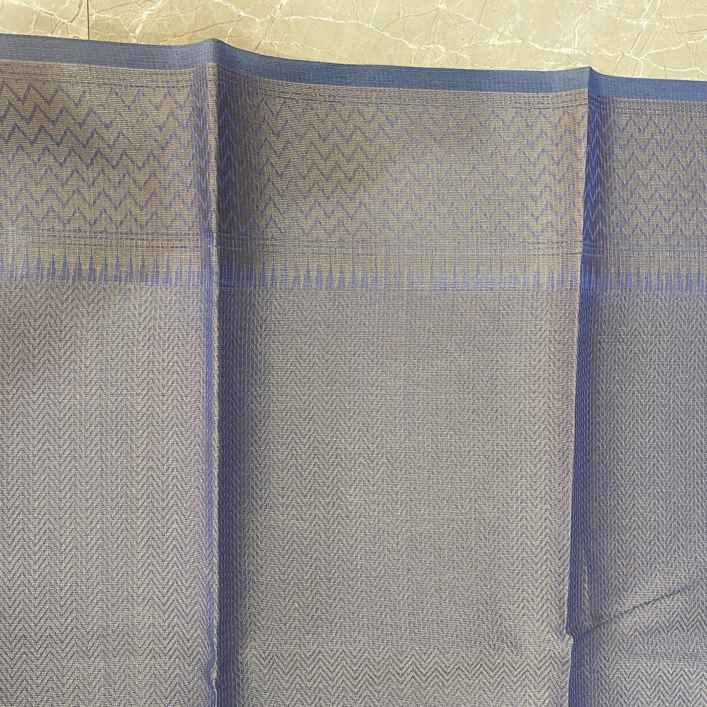 Azure Elegance — Pure Cotton Kota Check Banarasi Saree with Brocade Blouse by Shades Of Banaras - banarasi - banarasi saree shop - banarasi saree manufacturers - banarasi saree wholesale - banaraasi sarees