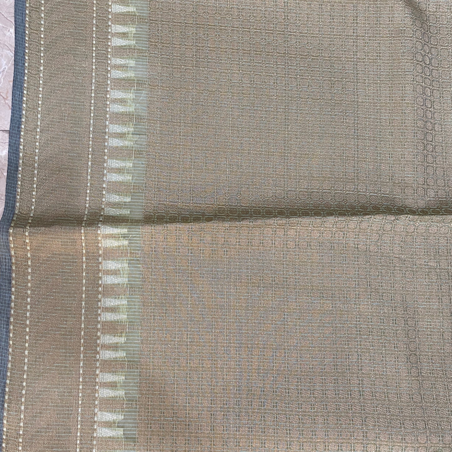Spring Mist — Light Green Pure Cotton Kota Check Banarasi Saree with Brocade Blouse by Shades Of Banaras - banarasi - banarasi saree shop - banarasi saree manufacturers - banarasi saree wholesale - banaraasi sarees