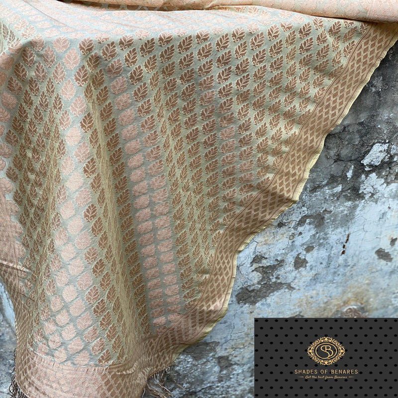 Elevate your style with our elegant off-white Banarasi silk brocade handloom scarf. Intricate brocade work adds timeless elegance. Shop now for opulence and charm! 