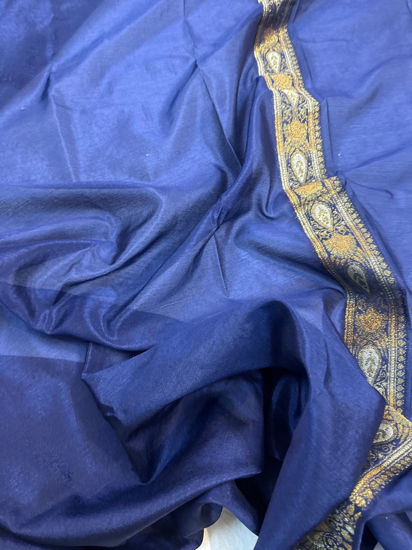 Navy Blue Pure Chiffon Handloom Banarasi Saree by Shades Of Benares - banarasi - banarasi saree shop - banarasi saree manufacturers - banarasi saree wholesale - banaraasi sarees