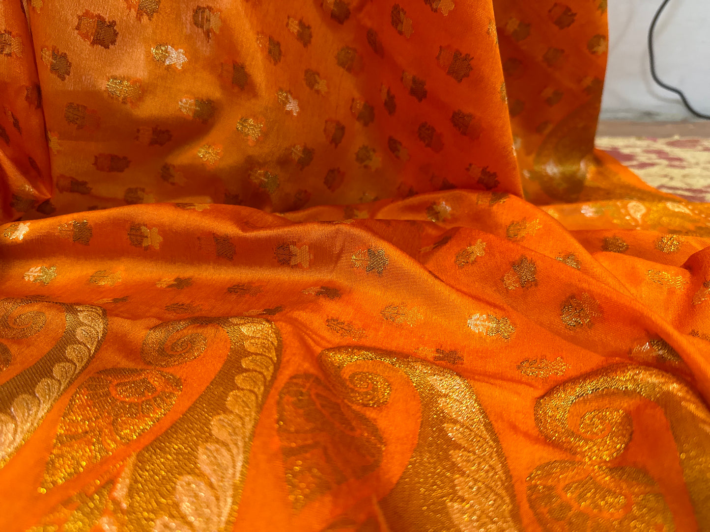 Orange Pure Chiffon Handloom Banarasi Saree by Shades Of Benares - banarasi - banarasi saree shop - banarasi saree manufacturers - banarasi saree wholesale - banaraasi sarees