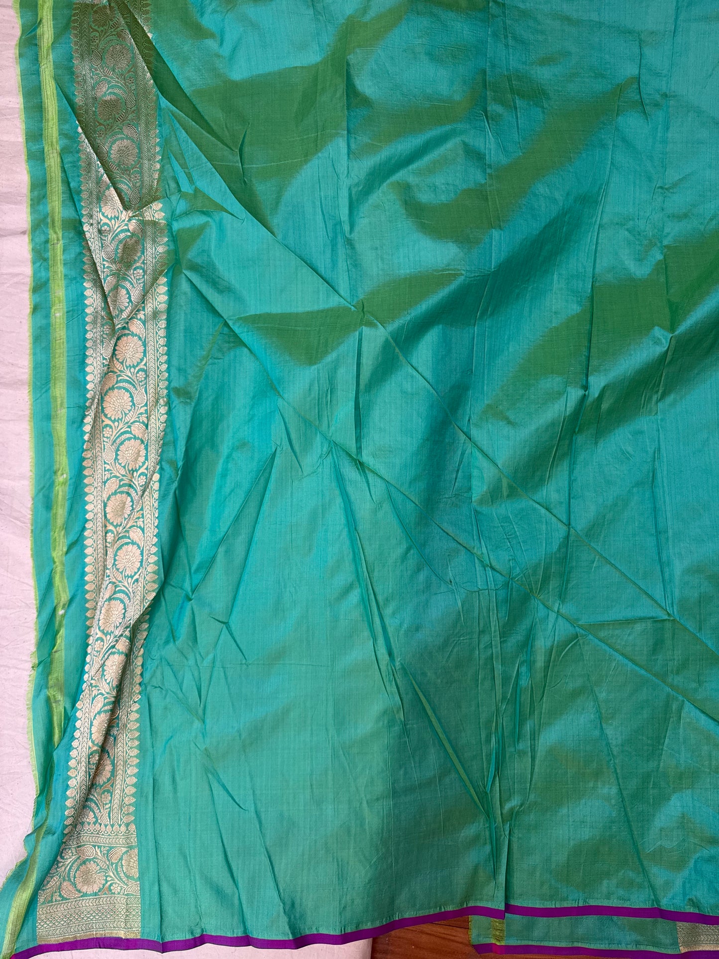 Sea Blue Pure Katan Silk Banarasi Saree with All-Over Handwoven Jaal Work by Shades Of Benares - banarasi - banarasi saree shop - banarasi saree manufacturers - banarasi saree wholesale - banaraasi sarees