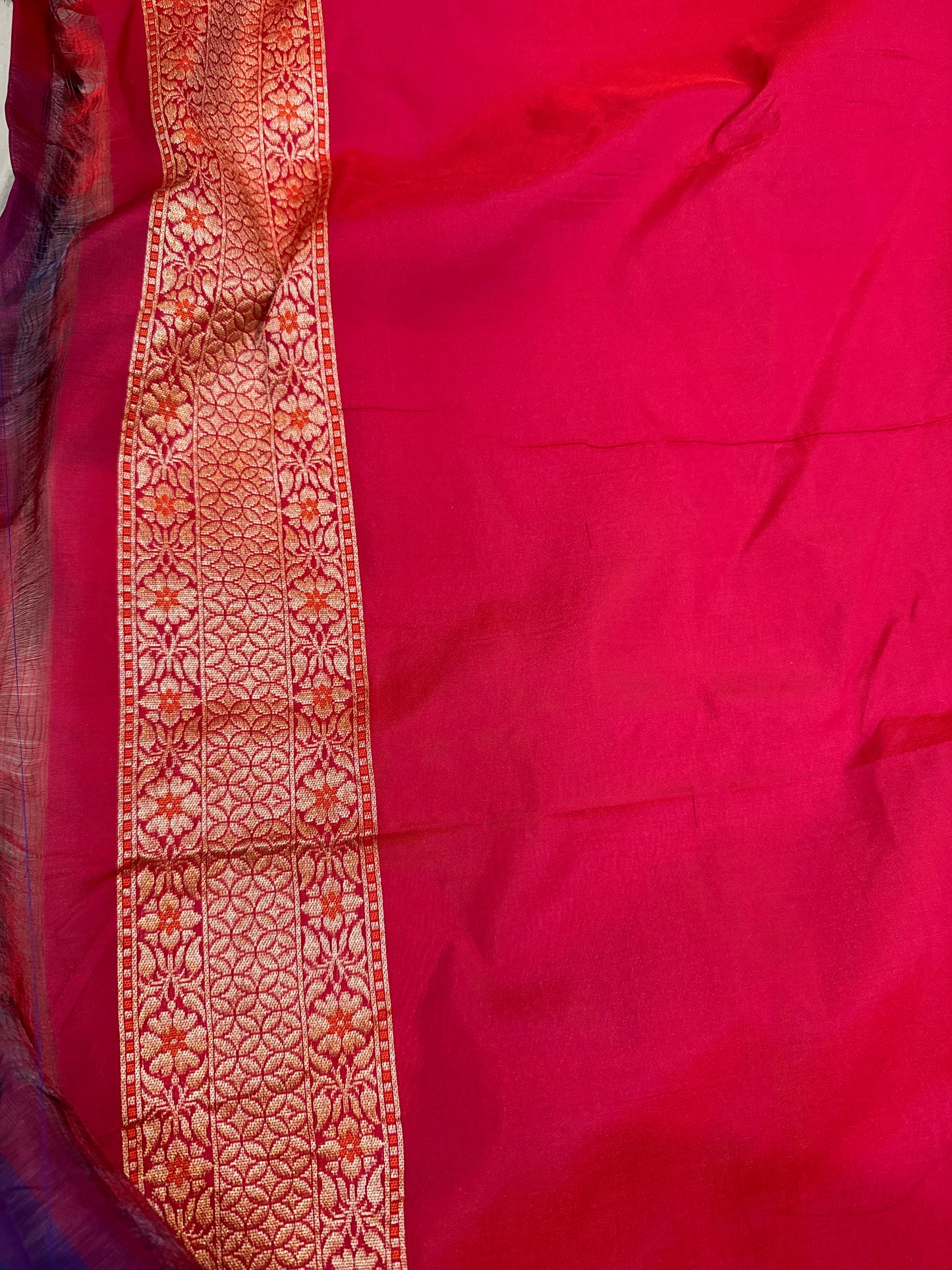 Red Pure Cotton Handloom Banarasi Saree with All-Over Handwoven Work by Shades Of Benares - banarasi - banarasi saree shop - banarasi saree manufacturers - banarasi saree wholesale - banaraasi sarees