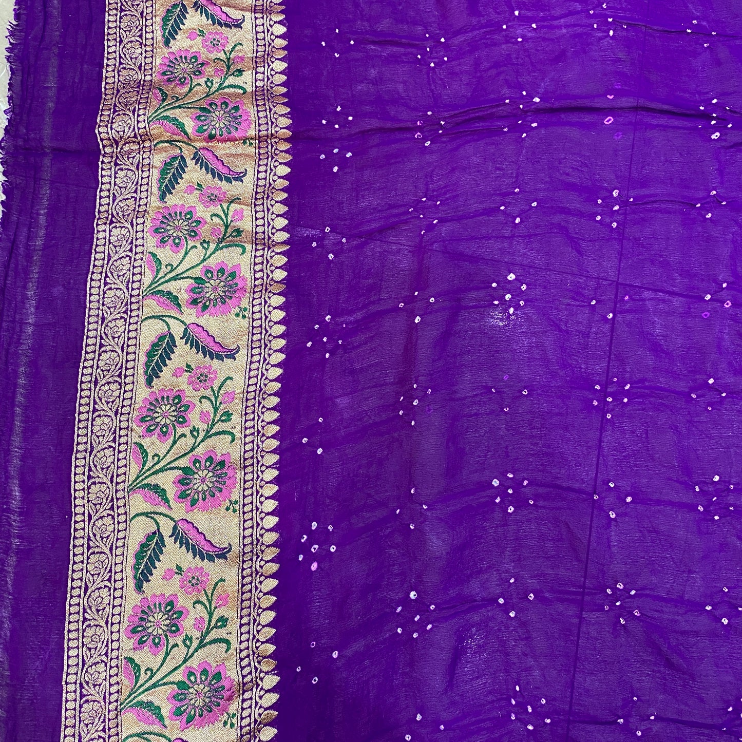 Neelambar Virasat — Purple Khaddi Georgette Bandhani Banarasi Saree by Shades Of Banaras - banarasi - banarasi saree shop - banarasi saree manufacturers - banarasi saree wholesale - banaraasi sarees
