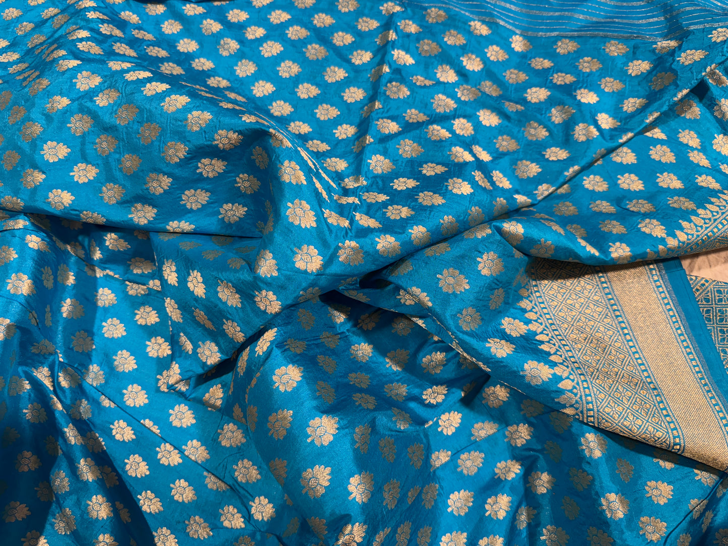 Light Blue Sona Rupa Pure Katan Silk Handloom Banarasi Saree with All-Over Handwoven Work by Shades Of Benares - banarasi - banarasi saree shop - banarasi saree manufacturers - banarasi saree wholesale - banaraasi sarees