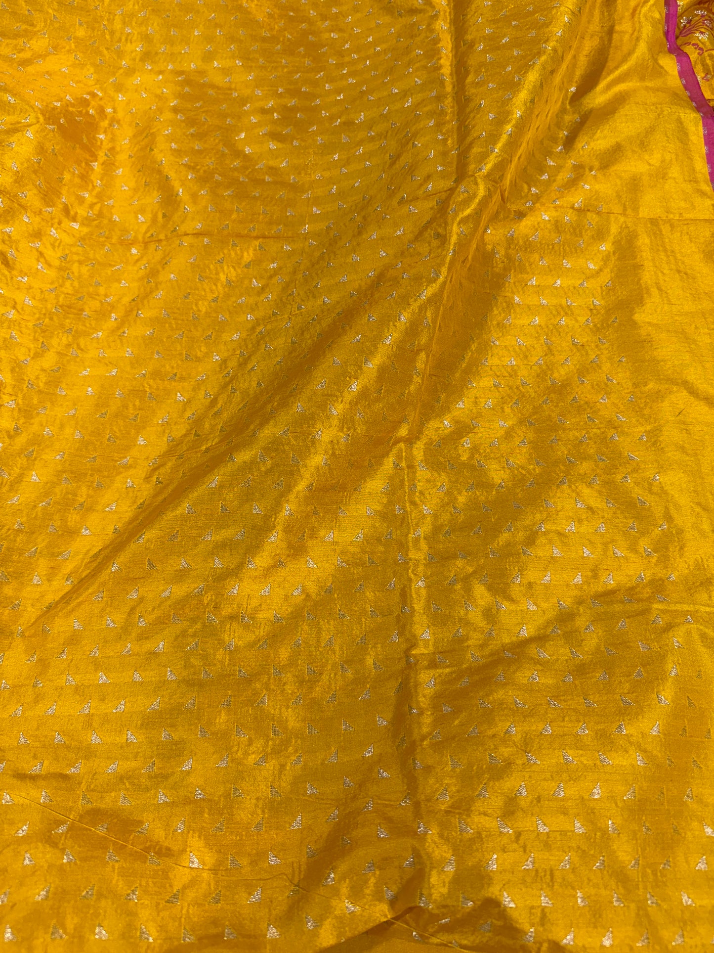 Yellow Pure Katan Silk Handloom Banarasi Saree with All-Over Handwoven Work by Shades Of Benares - banarasi - banarasi saree shop - banarasi saree manufacturers - banarasi saree wholesale - banaraasi sarees