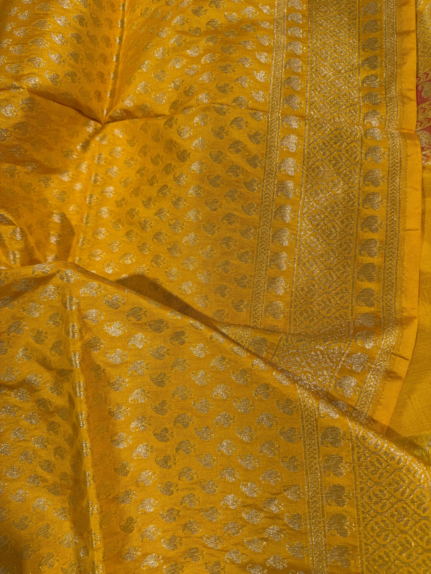 Yellow Pure Katan Silk Handloom Banarasi Saree with Handwoven Work by Shades Of Benares - banarasi - banarasi saree shop - banarasi saree manufacturers - banarasi saree wholesale - banaraasi sarees