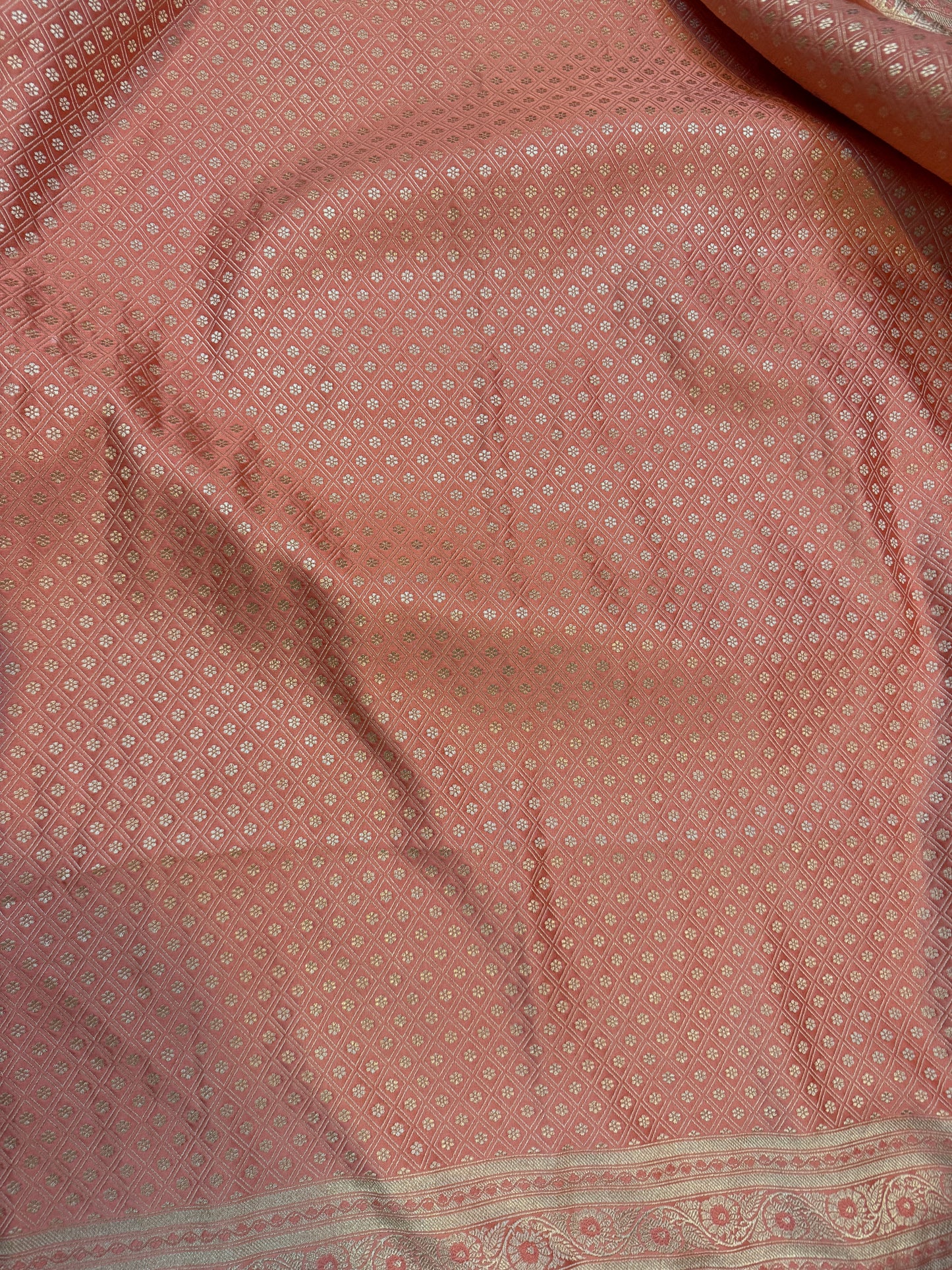Peach Pure Silk Handloom Banarasi Saree with Handwoven Butis by Shades Of Benares - banarasi - banarasi saree shop - banarasi saree manufacturers - banarasi saree wholesale - banaraasi sarees