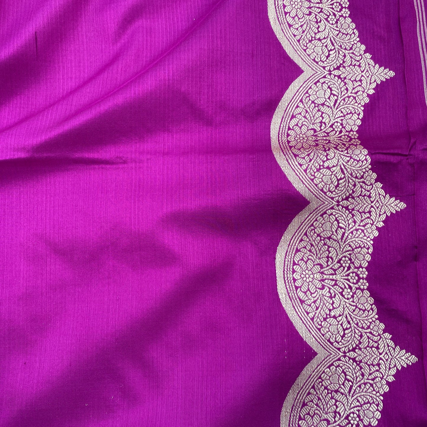 The Royal Violet Stripe Couture: Pure Silk Kadhua Banarasi Saree with Scallop Detailing by Shades Of Banaras - banarasi - banarasi saree shop - banarasi saree manufacturers - banarasi saree wholesale - banaraasi sarees - banarasi sari - banarasi saris