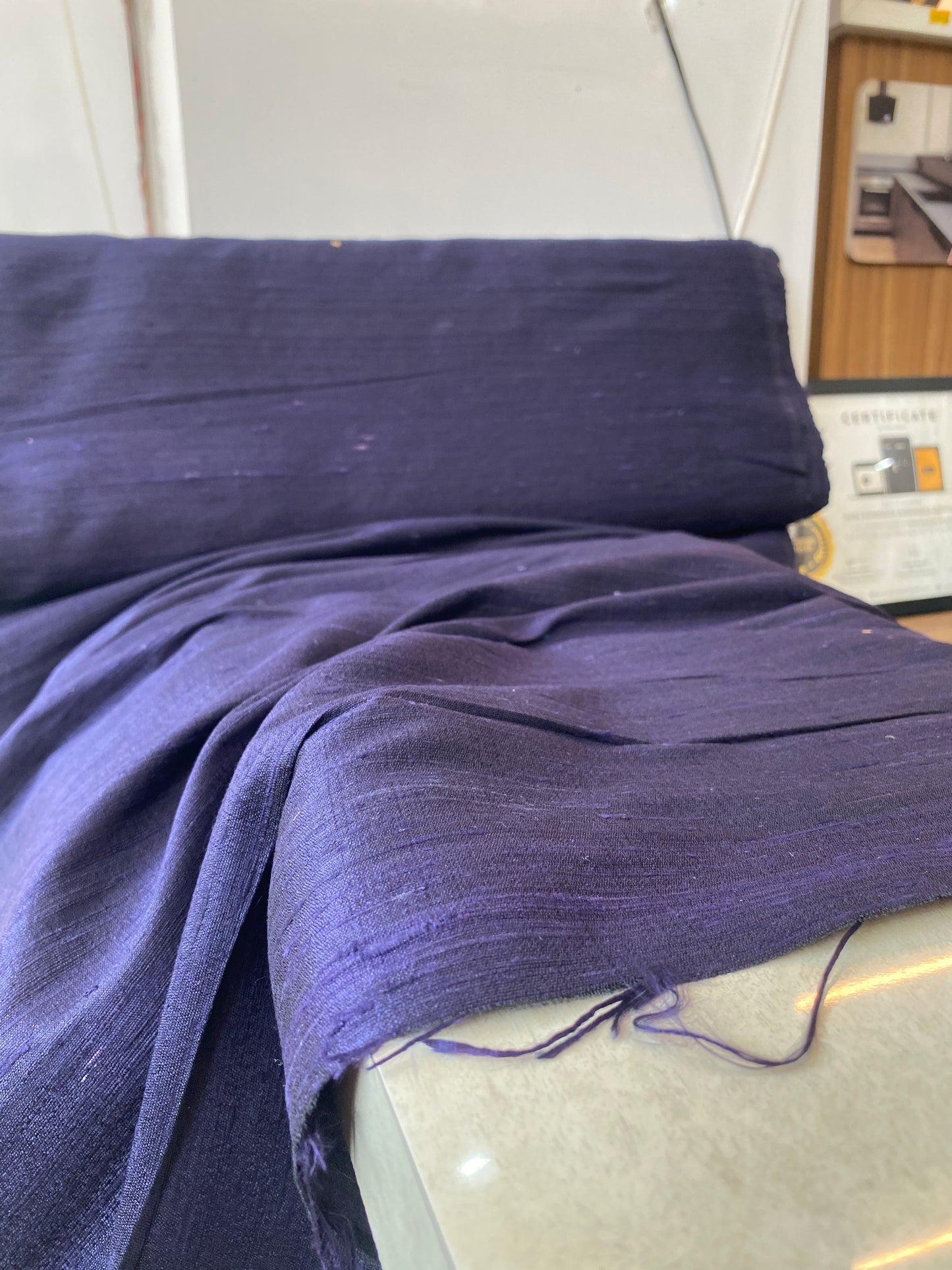 Storm Cloud Blueish Grey: Pure Raw Silk Heritage Fabric (By Meter) by Shades Of Banaras - banarasi - banarasi saree shop - banarasi saree manufacturers - banarasi saree wholesale - banaraasi sarees - banarasi sari - banarasi saris - silk saree - silk sari - wedding saree - wedding sari - designer sari - wedding collection - gifting