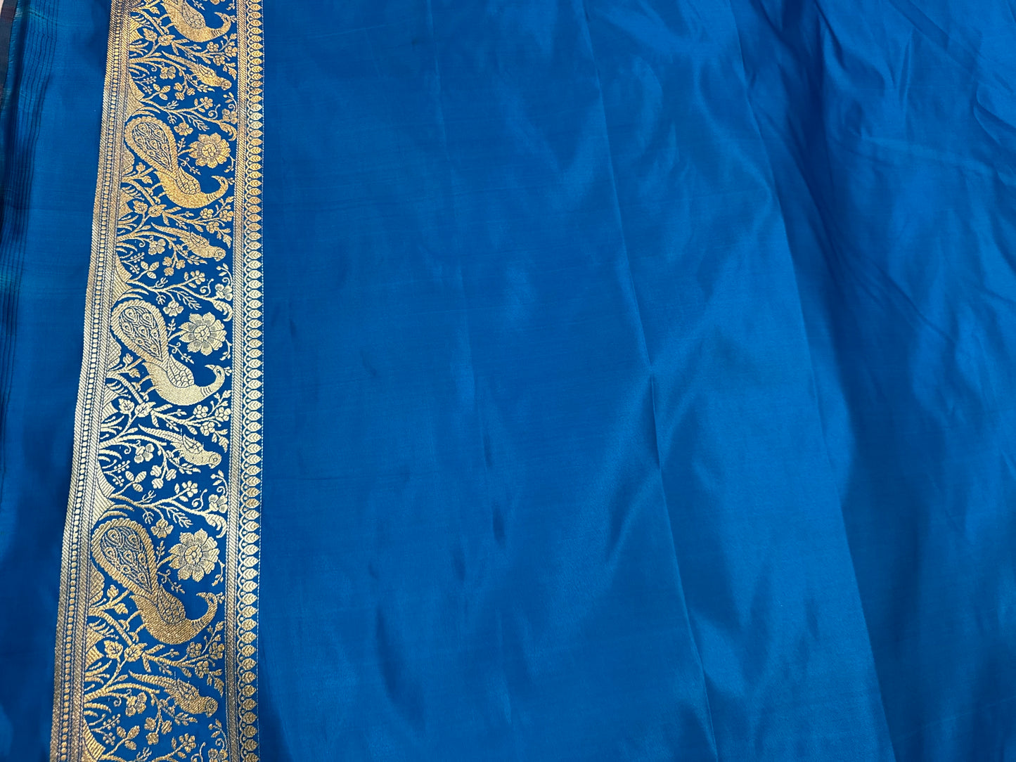 Blue Shikargaah Pure Silk Handloom Banarasi Saree with Gold Zari by Shades Of Benares - banarasi - banarasi saree shop - banarasi saree manufacturers - banarasi saree wholesale - banaraasi sarees