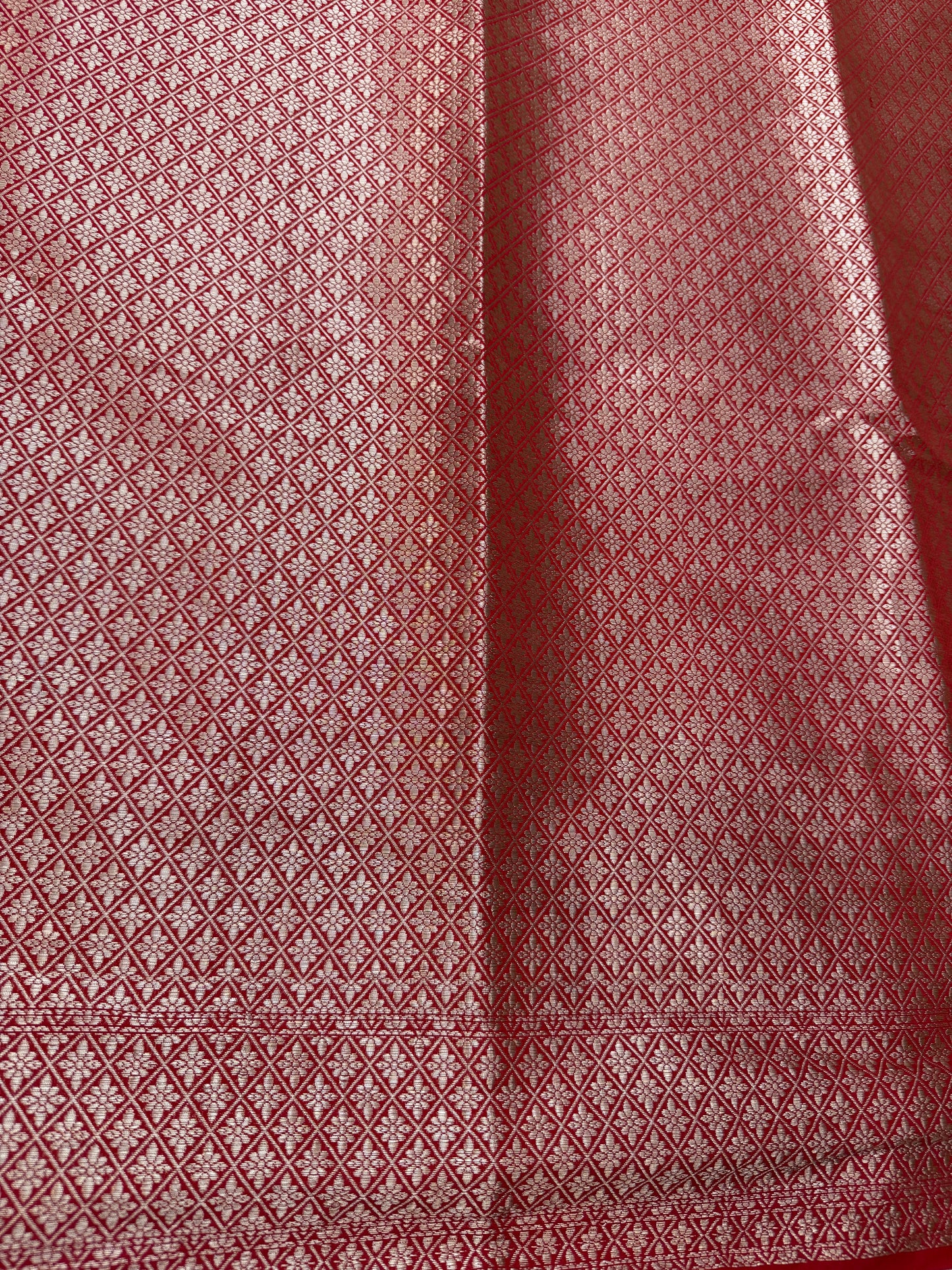 Red Dupion Silk Handloom Banarasi Saree with Minakari Butis by Shades Of Benares - banarasi - banarasi saree shop - banarasi saree manufacturers - banarasi saree wholesale - banaraasi sarees