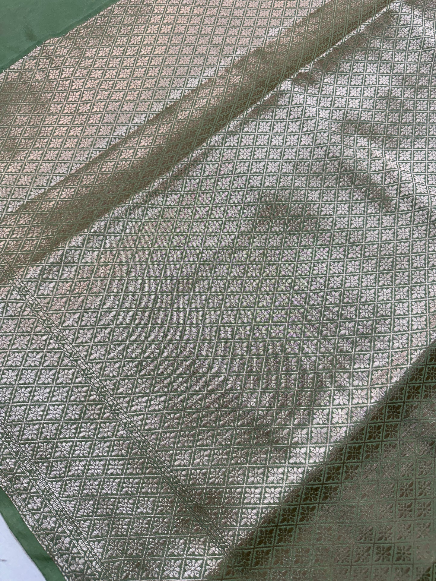 Pastel Green Pure Dupion Silk Handloom Banarasi Saree with Minakari Butis by Shades Of Benares - banarasi - banarasi saree shop - banarasi saree manufacturers - banarasi saree wholesale - banaraasi sarees