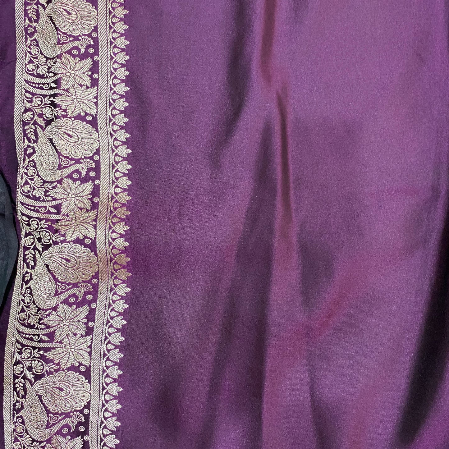 The Vintage Wine Luxe: Bird Motif Pure Satin Silk Banarasi Saree by Shades Of Banaras - banarasi - banarasi saree shop - banarasi saree manufacturers - banarasi saree wholesale - banaraasi sarees - banarasi sari - banarasi saris - silk saree - silk sari - wedding saree - wedding sari - designer sari - wedding collection - gifting