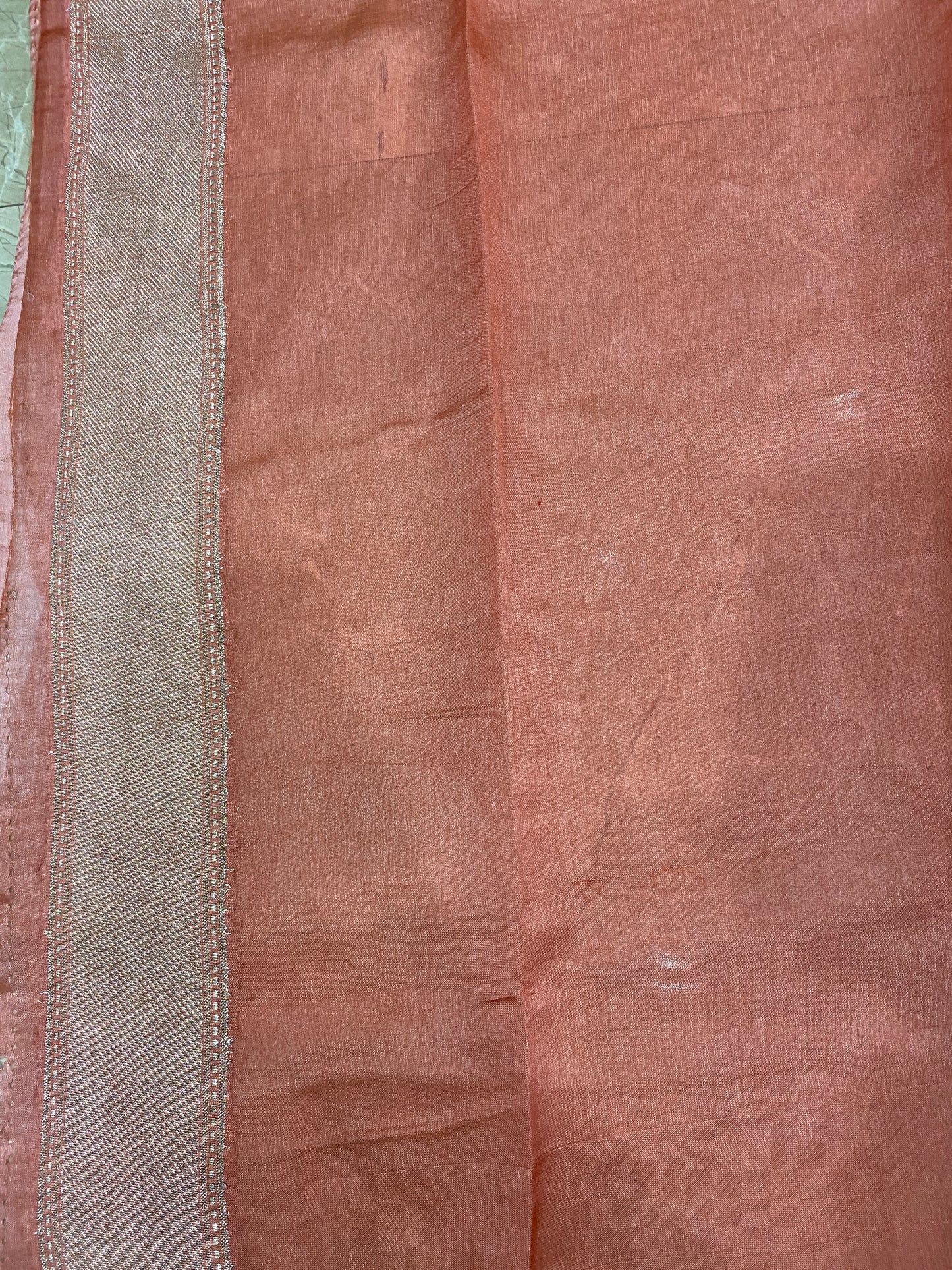 Peach Luxe Pure Mango Silk Rangkaat Striped Saree with Bandhej