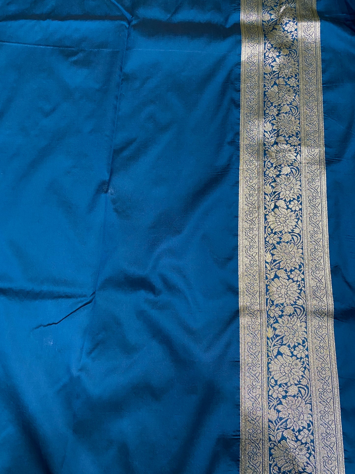 Blue Luxe Silk Banarasi Saree with Matt Gold Zari Butis | Regal Handloom Heirloom