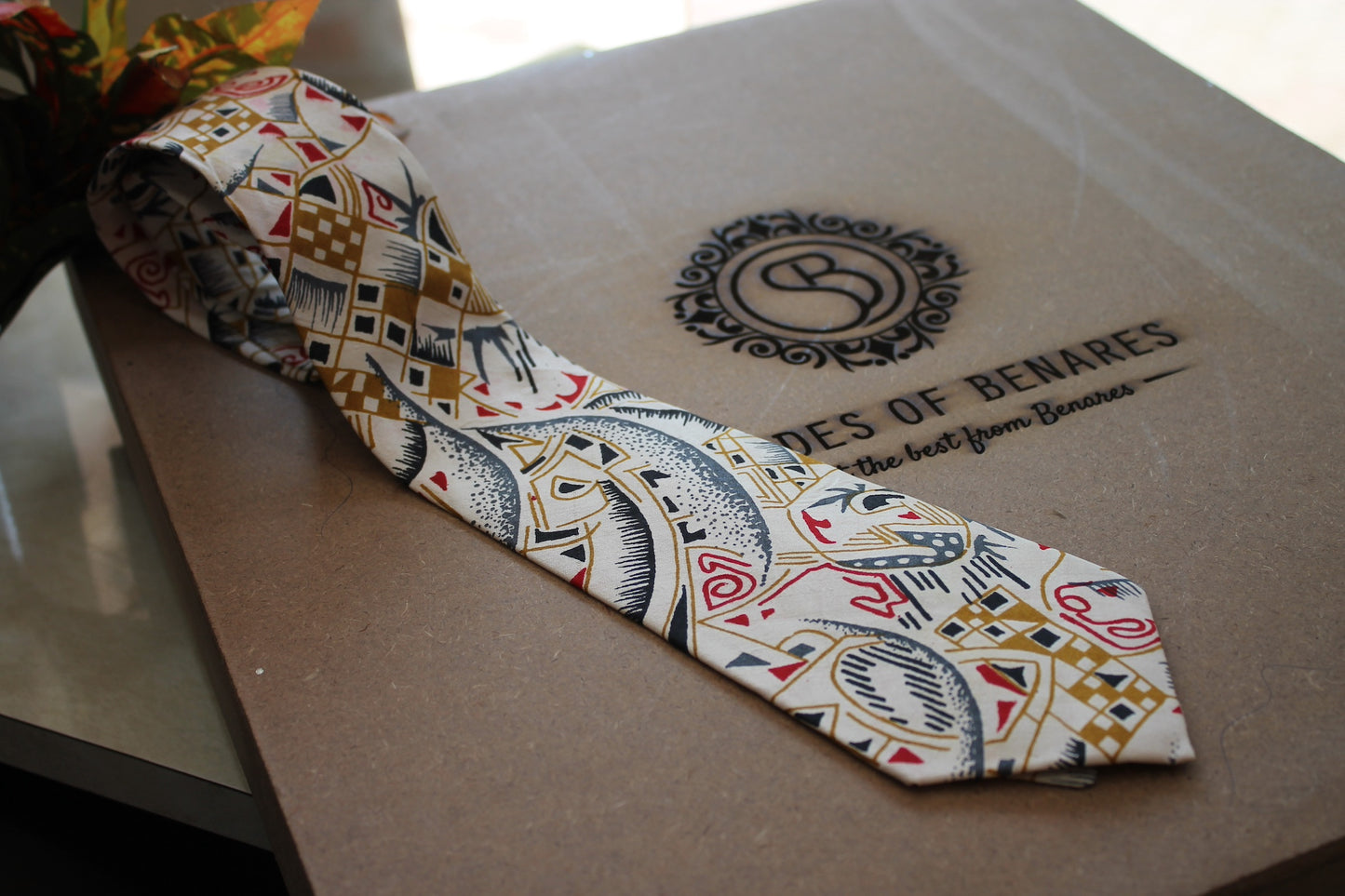 Timeless Elegance: White Pure Banarasi Silk Neck Tie by Shades Of Benares - banarasi - banarasi saree shop - banarasi saree manufacturers - banarasi saree wholesale - banaraasi sarees