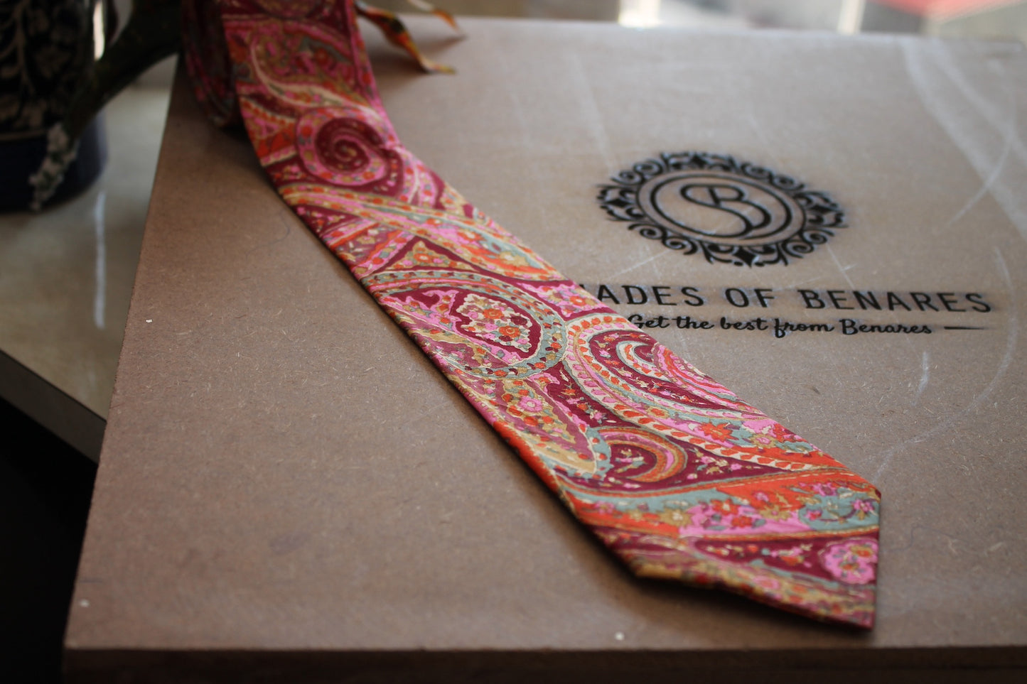 Timeless Maroon Neck Tie by Shades Of Benares - banarasi - banarasi saree shop - banarasi saree manufacturers - banarasi saree wholesale - banaraasi sarees