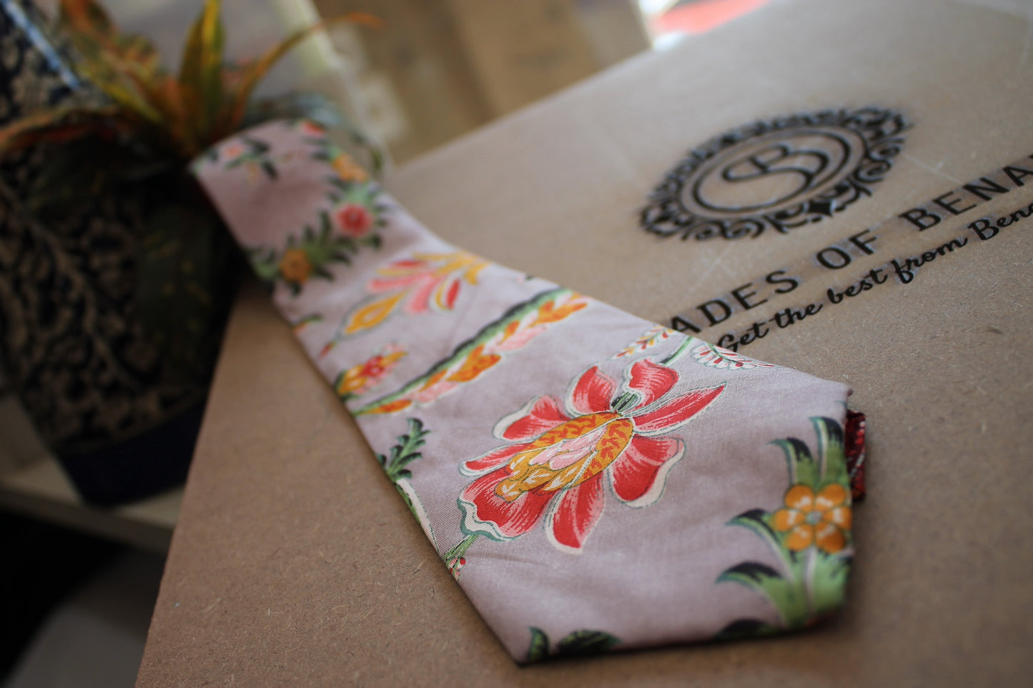 Sleek Metallic Grey Design Banarasi Silk Neck Tie by Shades Of Benares - banarasi - banarasi saree shop - banarasi saree manufacturers - banarasi saree wholesale - banaraasi sarees