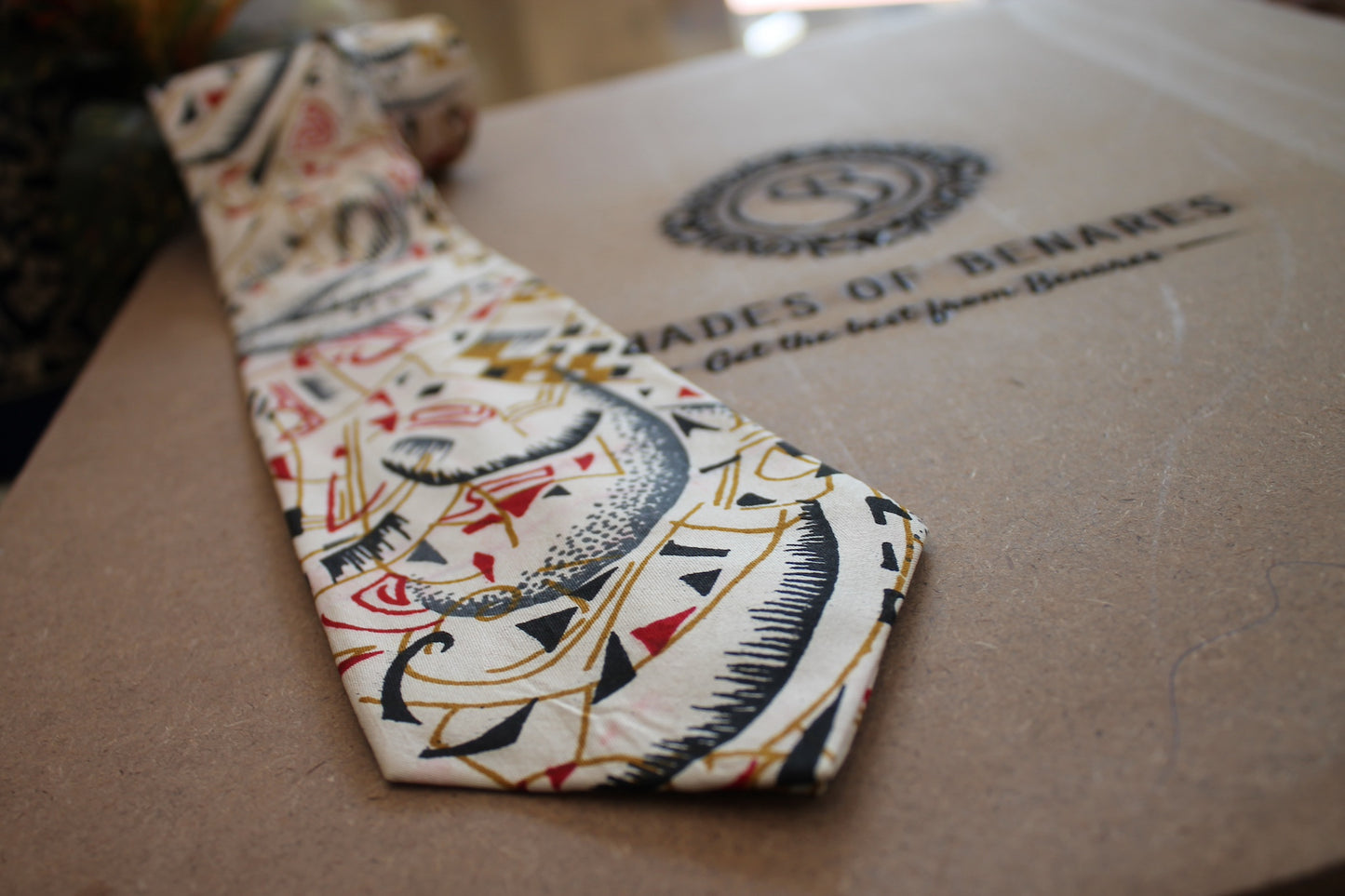 Luxurious Banarasi Silk Neck Tie In White by Shades Of Benares - banarasi - banarasi saree shop - banarasi saree manufacturers - banarasi saree wholesale - banaraasi sarees