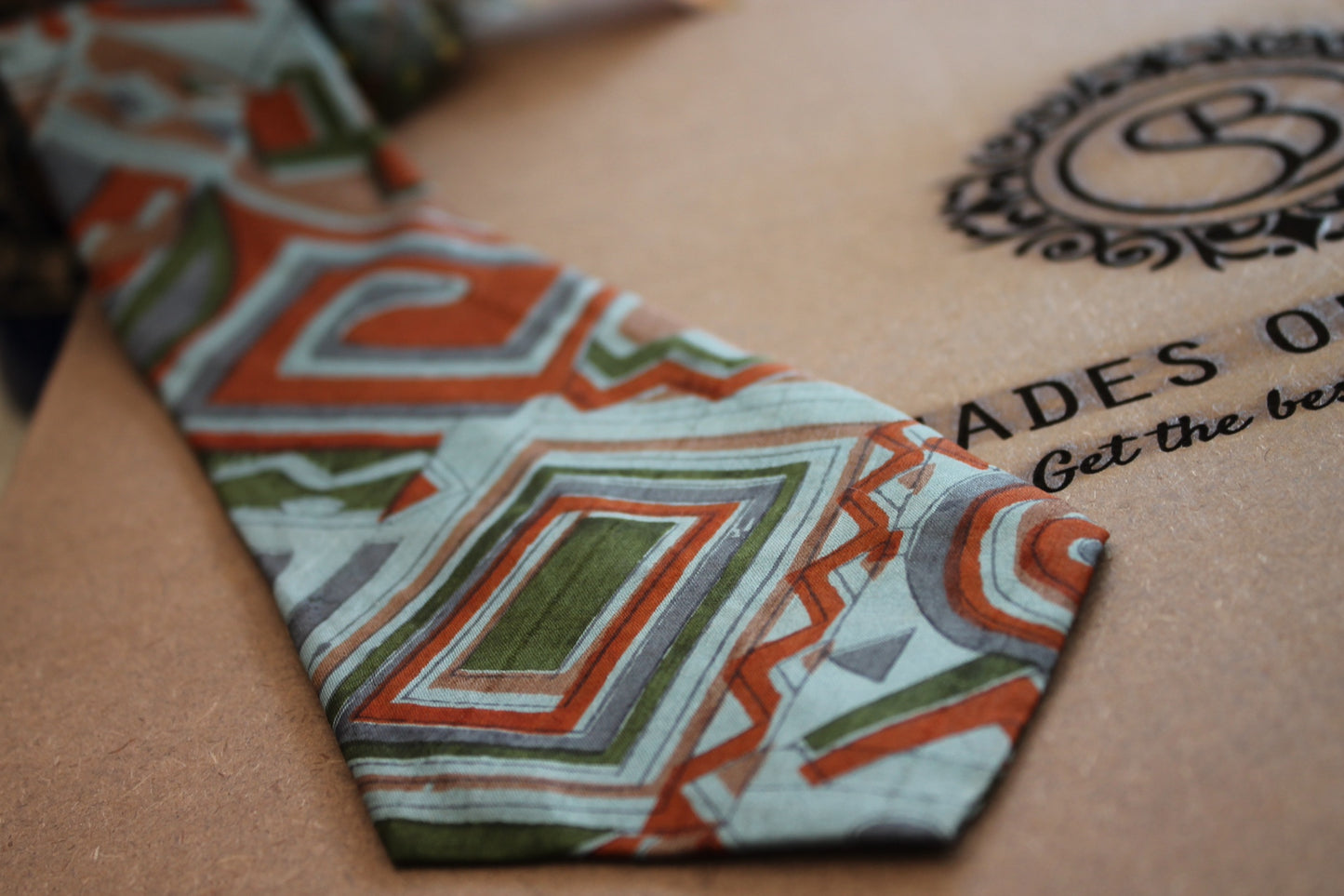 Blue and Red Hand-Printed Banarasi Silk Neck Tie by Shades Of Benares - banarasi - banarasi saree shop - banarasi saree manufacturers - banarasi saree wholesale - banaraasi sarees