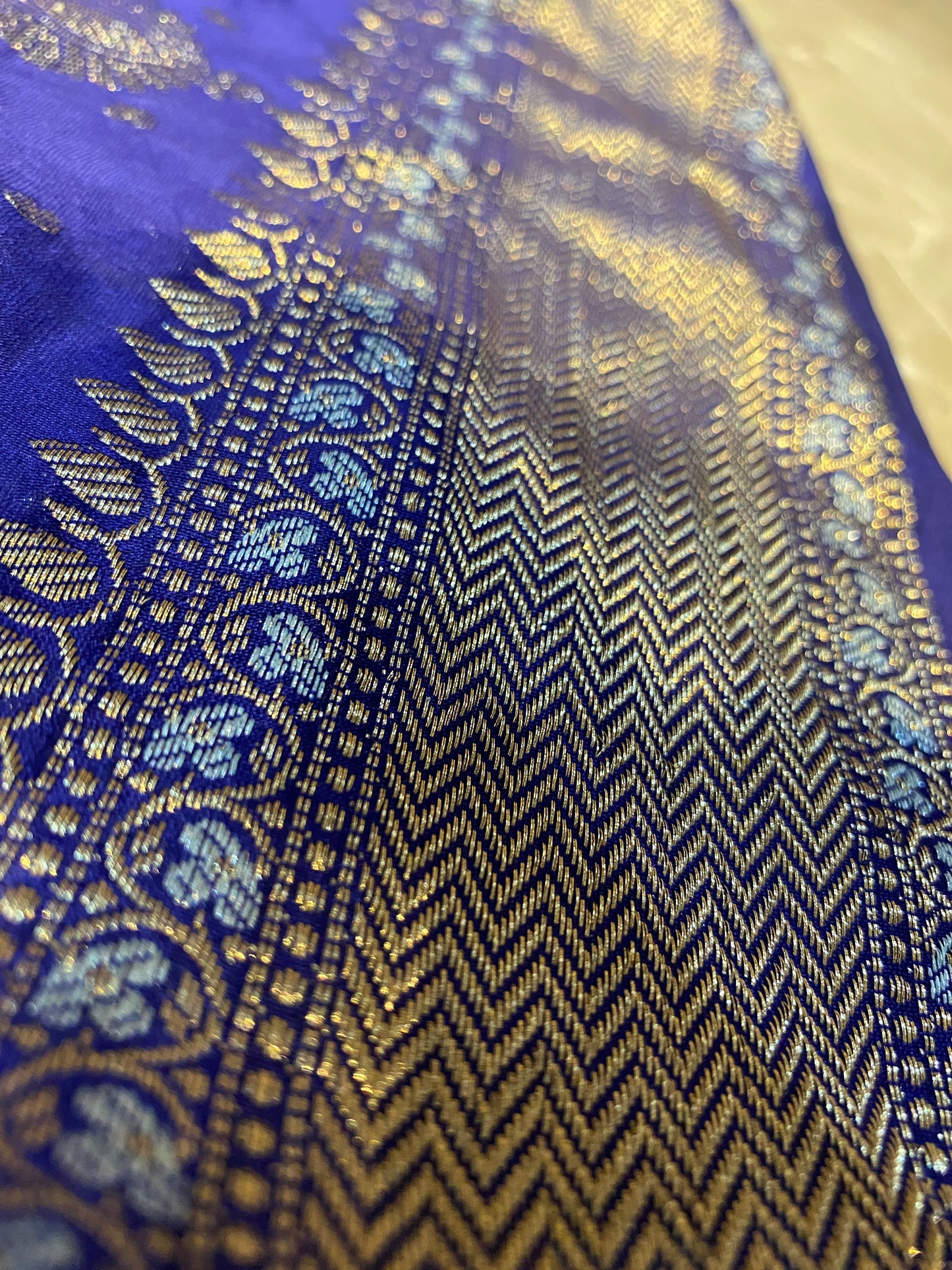 Royal Blue Handloom Pure Chanderi Silk Banarasi Saree With Gold Zari Butis by Shades Of Banaras - banarasi - banarasi saree shop - banarasi saree manufacturers - banarasi saree wholesale - banaraasi sarees