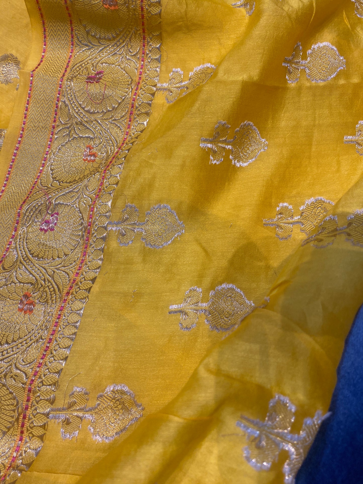 Yellow Handloom Pure Chanderi Silk Banarasi Saree With Zari Butis & Brocade Blouse by Shades Of Banaras - banarasi - banarasi saree shop - banarasi saree manufacturers - banarasi saree wholesale - banaraasi sarees