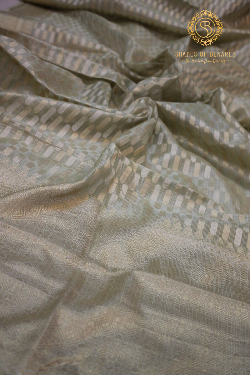 Mint Green Pure Tissue Silk Sari: A refreshing creation by shades of benares.