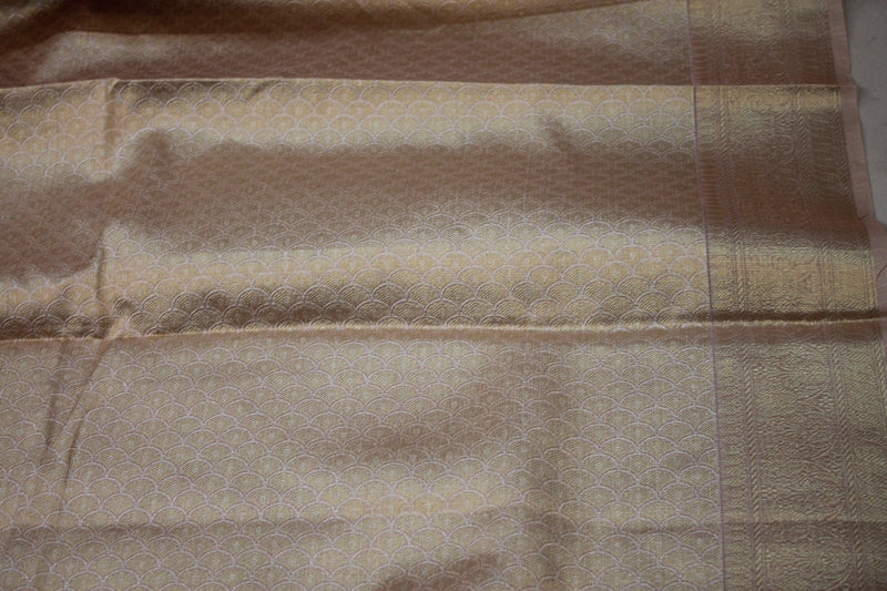 Baby pink pure silk sari by Shades of Benares - a delicate dream in tissue silk.