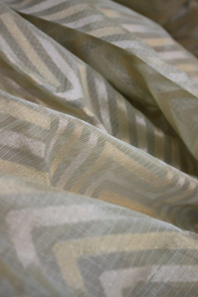 Elevate your wardrobe with a mint green Banarasi Tissue Silk Saree from shades of benares.