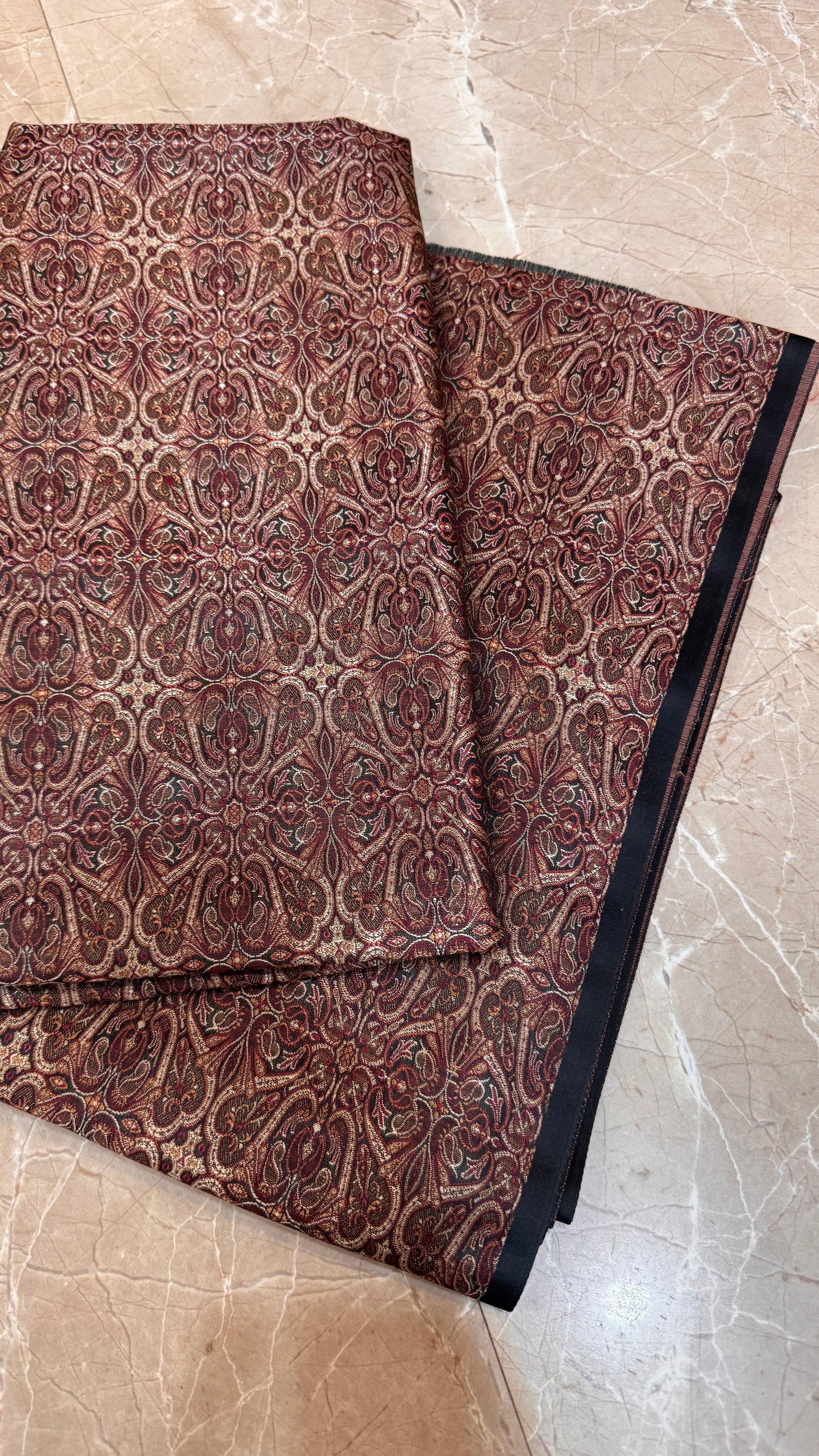 Heritage Mocha Floral Couture Tanchui Brocade — Pure Silk Banaras Dress Material (By Meter) by Shades Of Banaras - banarasi - banarasi saree shop - banarasi saree manufacturers - banarasi saree wholesale - banaraasi sarees - banarasi sari - banarasi saris