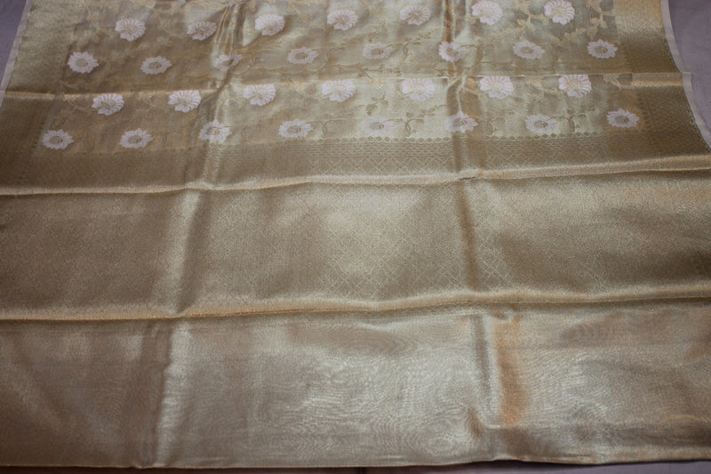Exclusive Golden Pure Tissue Silk Saree: Limited Edition from Shades of Benares.