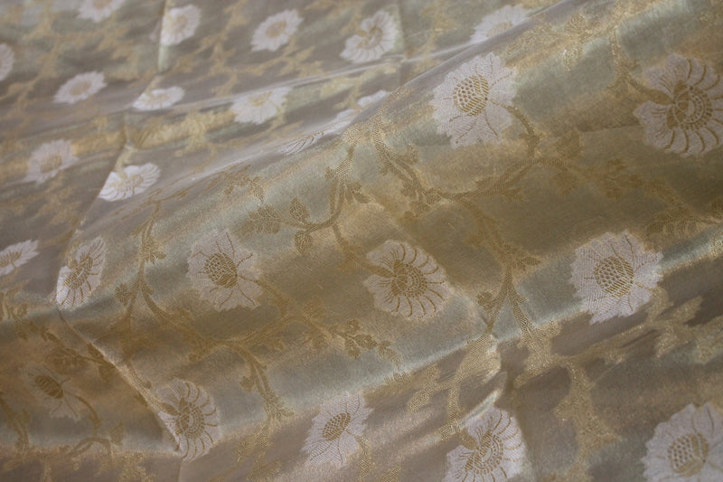 Golden Pure Tissue Silk Saree by shades of benares, exuding elegance. Limited Edition.