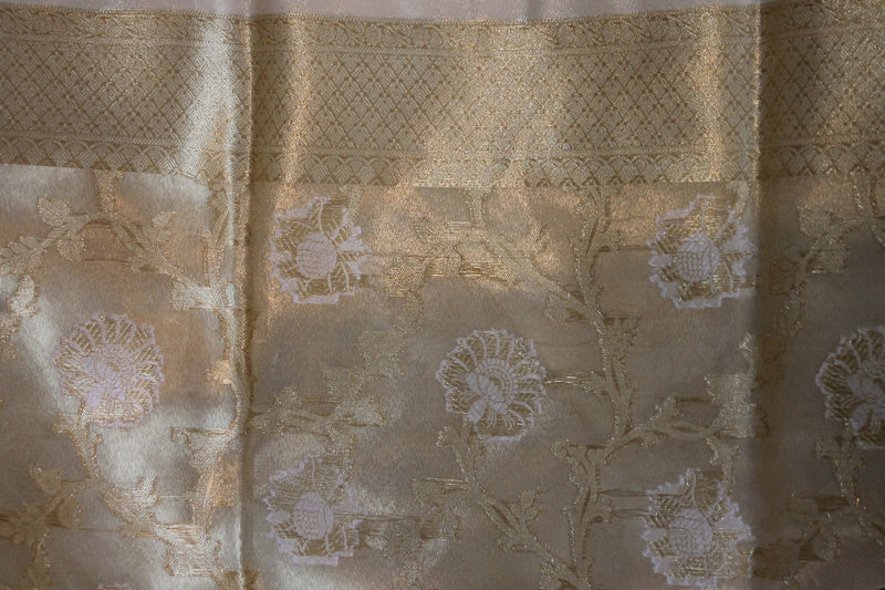 Elegant Limited Edition Golden Pure Tissue Silk Saree by Shades of Benares.