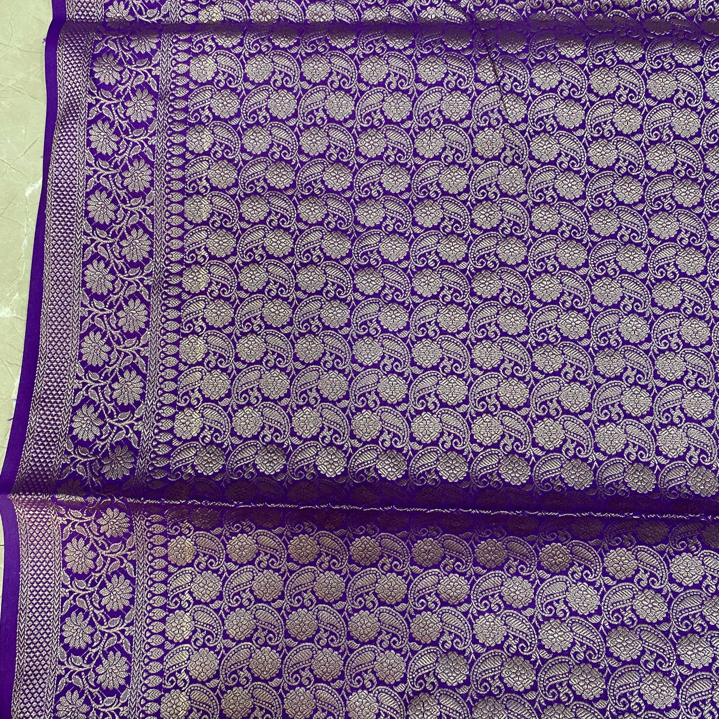 Majestic Banarasi: Purple Pure Cotton Silk Saree by Shades Of Banaras - banarasi - banarasi saree shop - banarasi saree manufacturers - banarasi saree wholesale - banaraasi sarees