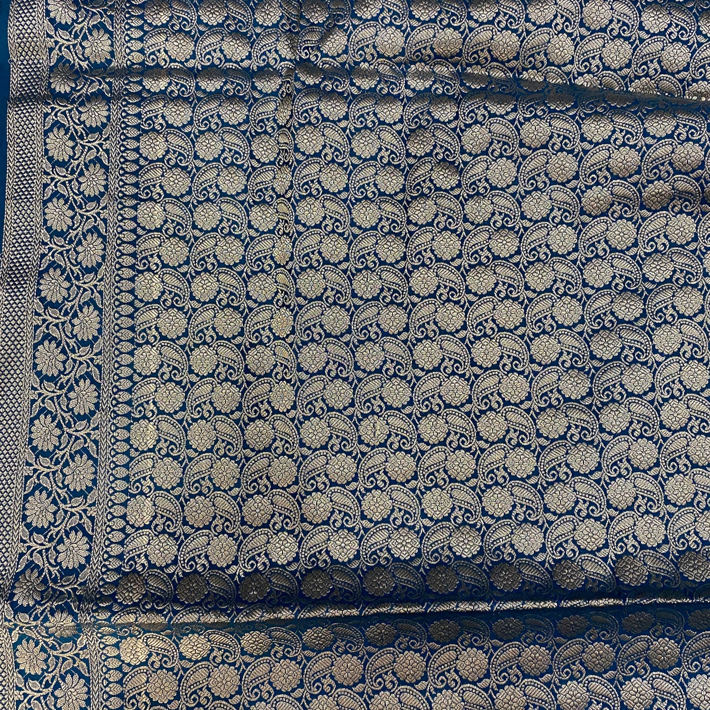 Celestial Banarasi: Blue Pure Cotton Silk Saree with Silver Zari by Shades Of Banaras - banarasi - banarasi saree shop - banarasi saree manufacturers - banarasi saree wholesale - banaraasi sarees
