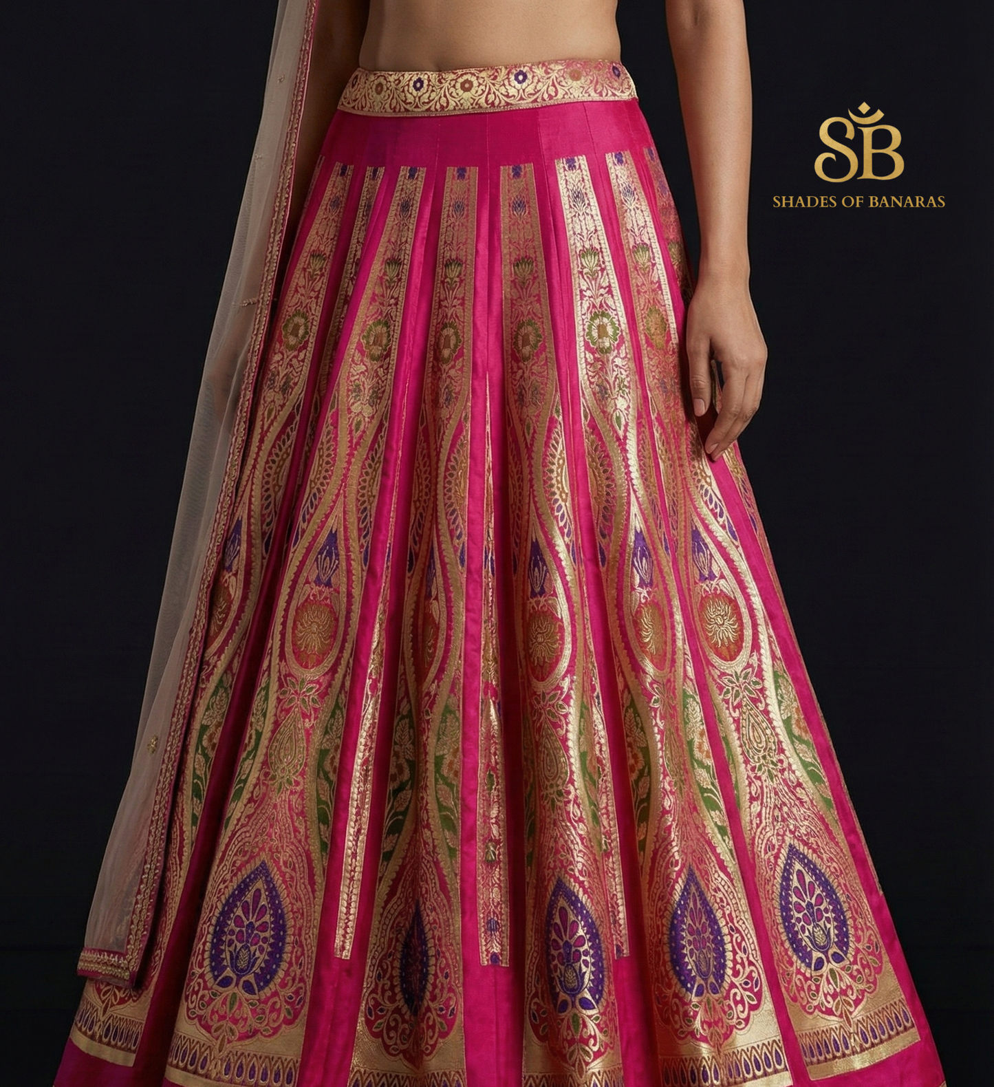 Rani Pink Royal Banarasi Silk Lehenga — Handloom Bridal Heirloom by Shades Of Banaras - banarasi - banarasi saree shop - banarasi saree manufacturers - banarasi saree wholesale - banaraasi sarees