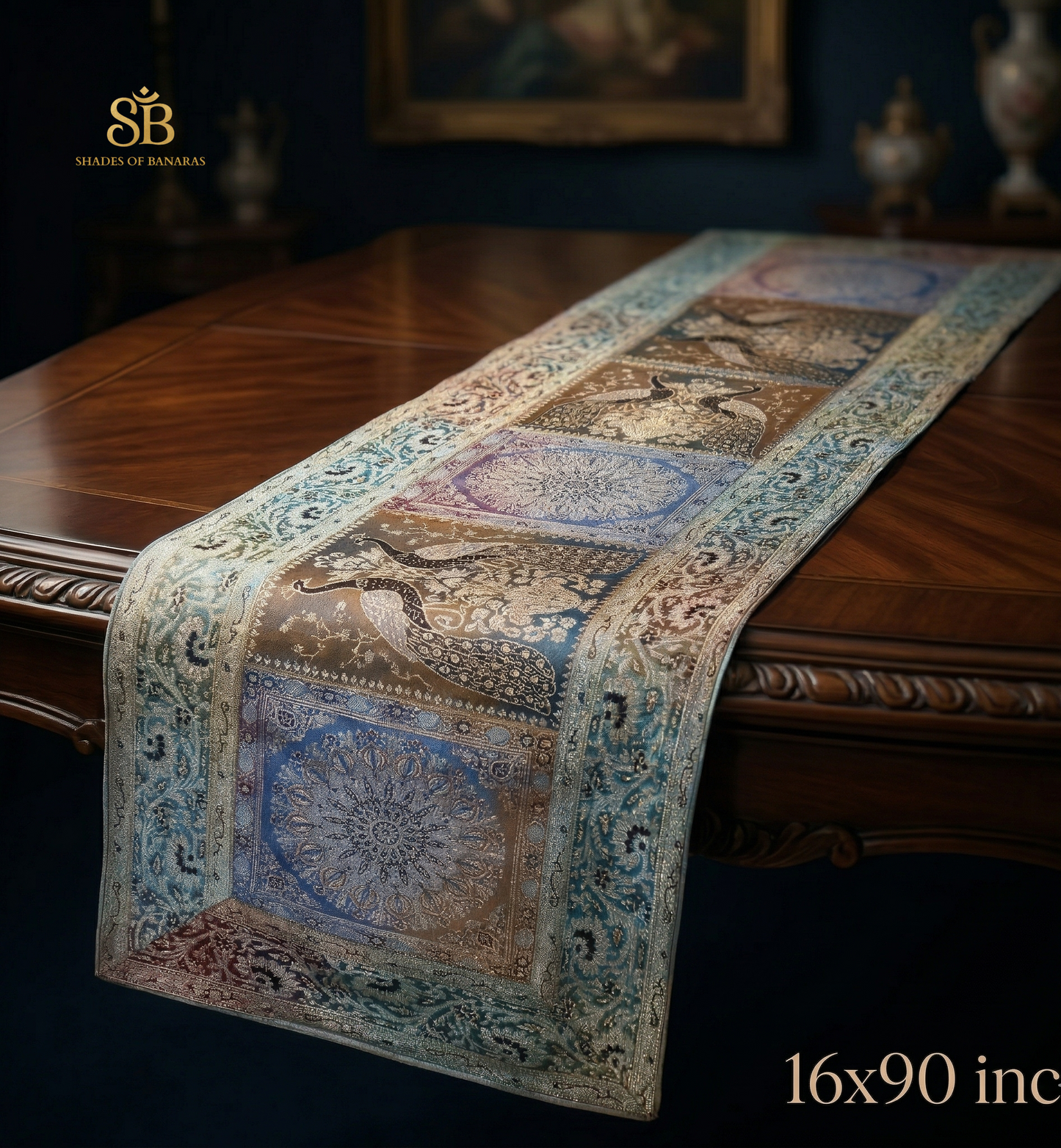 The Imperial Palazzo Collection: Pure Brocade Couture Table Art by Shades Of Banaras - banarasi - banarasi saree shop - banarasi saree manufacturers - banarasi saree wholesale - banaraasi sarees - banarasi sari - banarasi saris - silk saree - silk sari - wedding saree - wedding sari - designer sari - wedding collection - gifting