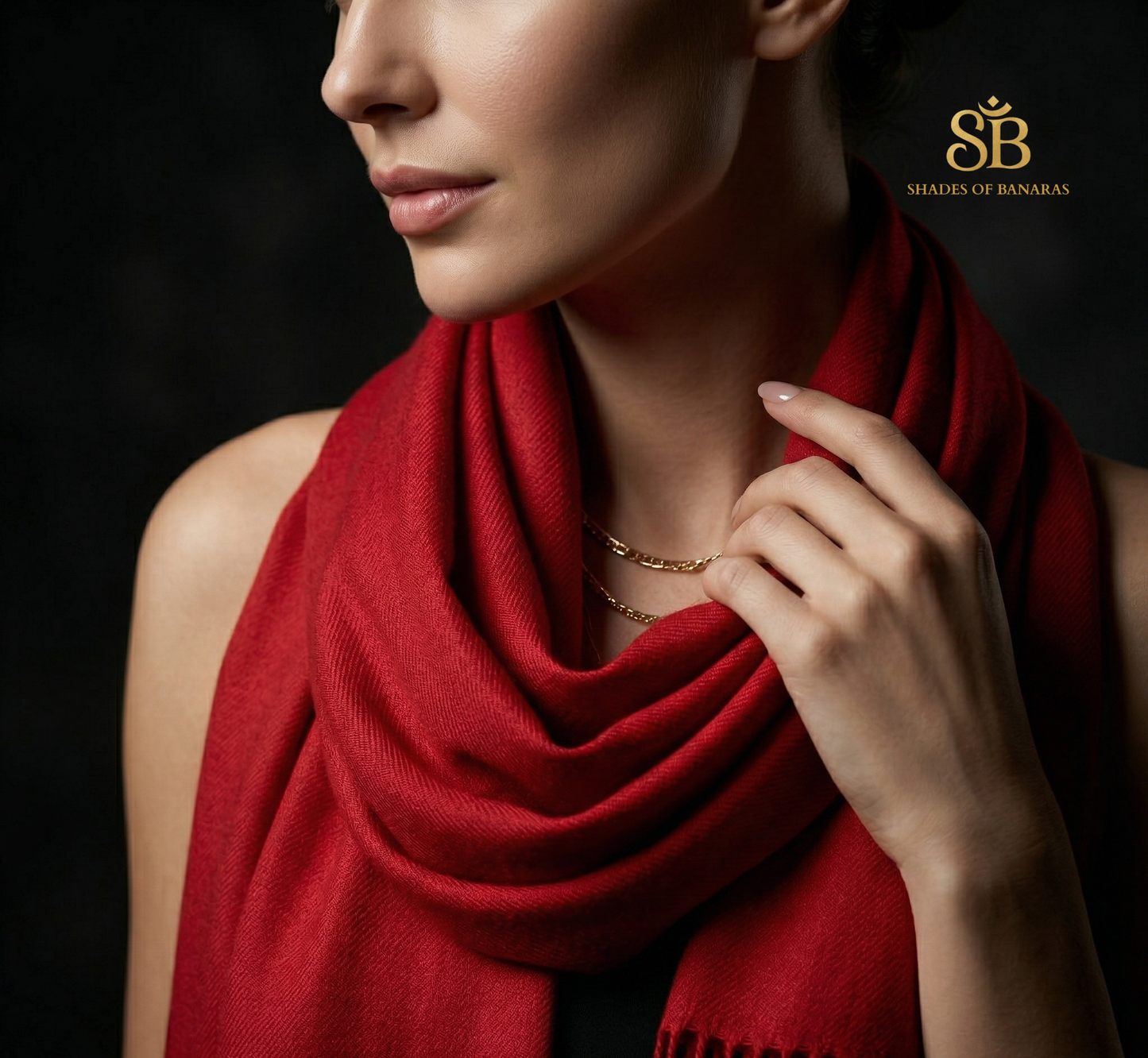 Scarlet Heritage Luxe Pashmina Scarf by Shades Of Banaras - banarasi - banarasi saree shop - banarasi saree manufacturers - banarasi saree wholesale - banaraasi sarees - banarasi sari - banarasi saris - silk saree - silk sari - wedding saree - wedding sari - designer sari - wedding collection - gifting