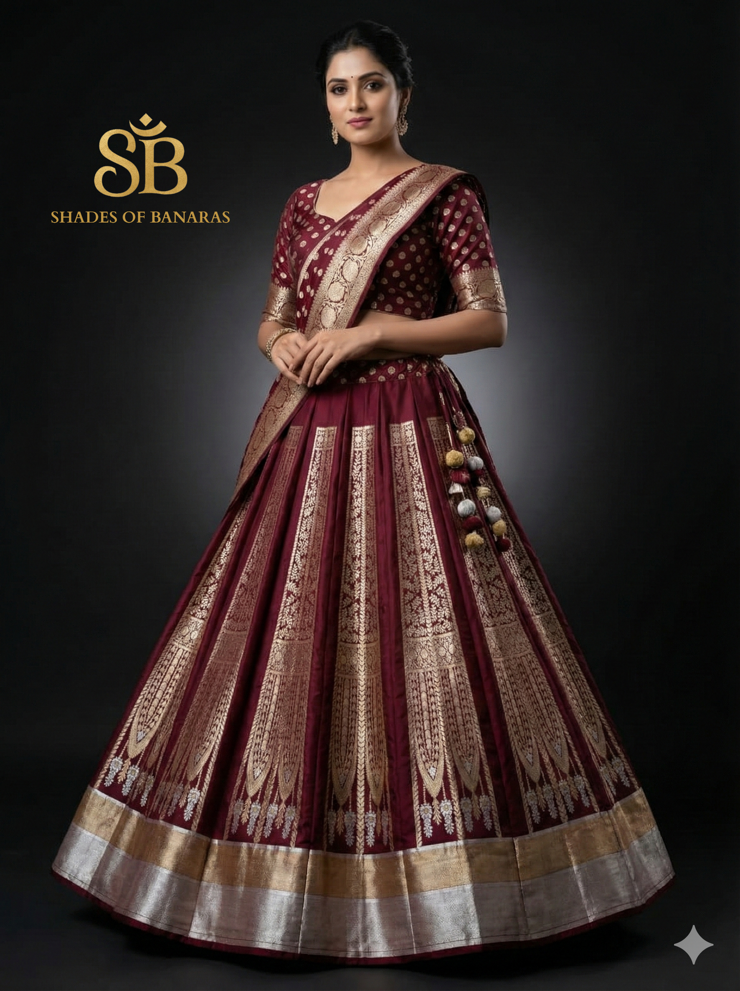 Maroon Sona-Rupa Luxe Couture Banarasi Lehenga — Regal Heirloom Edit by Shades Of Banaras - banarasi - banarasi saree shop - banarasi saree manufacturers - banarasi saree wholesale - banaraasi sarees