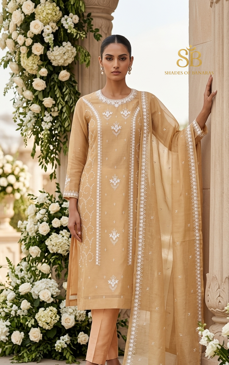 Crema Pura Luxe Pure Banarasi Tissue Silk Suit Set