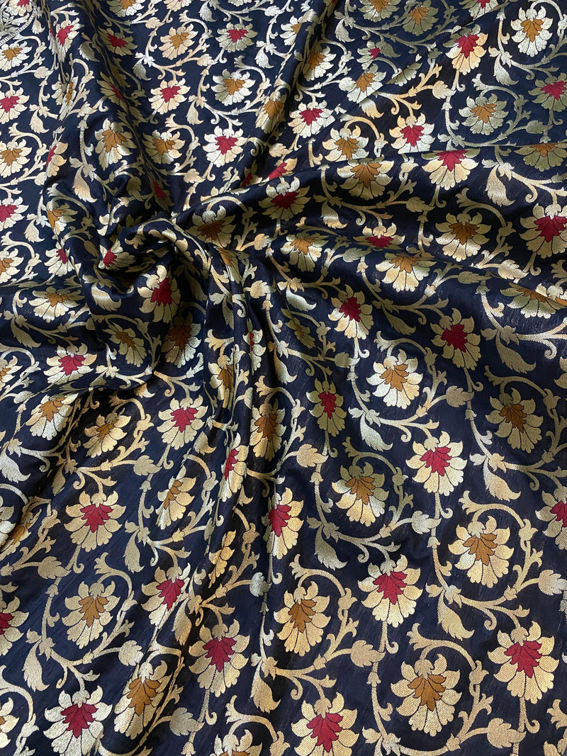 Black Banarasi Katan Silk Handloom Lehenga - Shades Of Benares