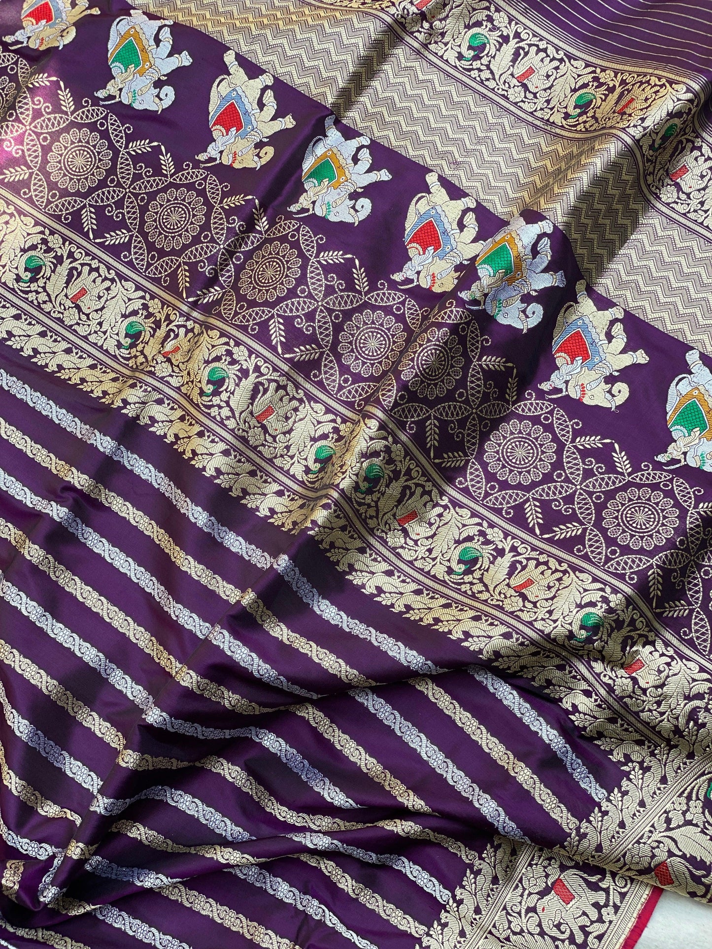 Elegant Purple Shikargaah Banarasi Silk Saree with Kadhwa Sona Rupa by Shades Of Benares - banarasi - banarasi saree shop - banarasi saree manufacturers - banarasi saree wholesale - banaraasi sarees