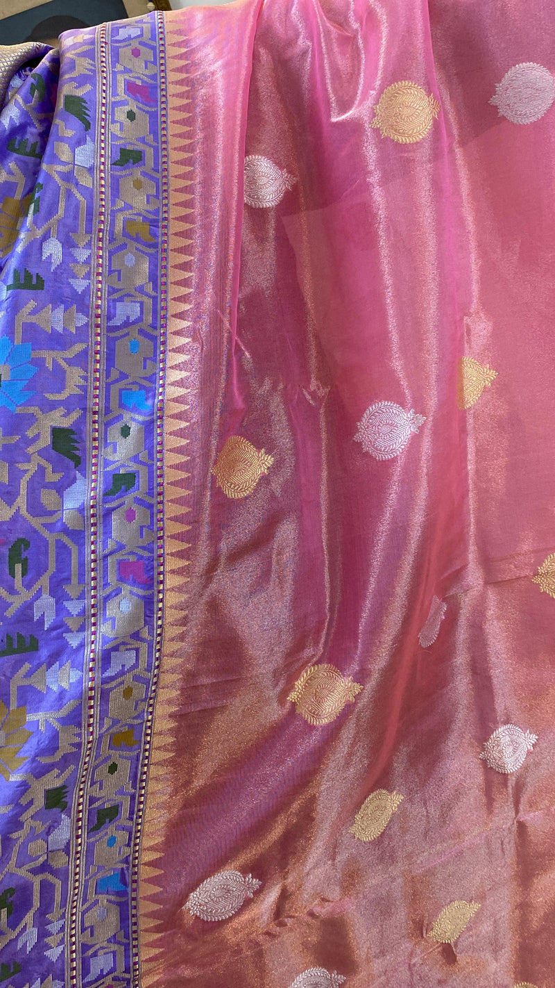 Baby Pink Pure Banarasi Katan Tissue Silk Handloom Saree - Shades Of Benares