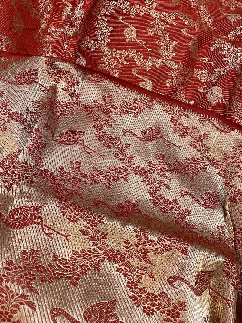 Pure Banarasi Katan silk handloom Fabric, Shikargaah (AAA) - Shades Of Benares