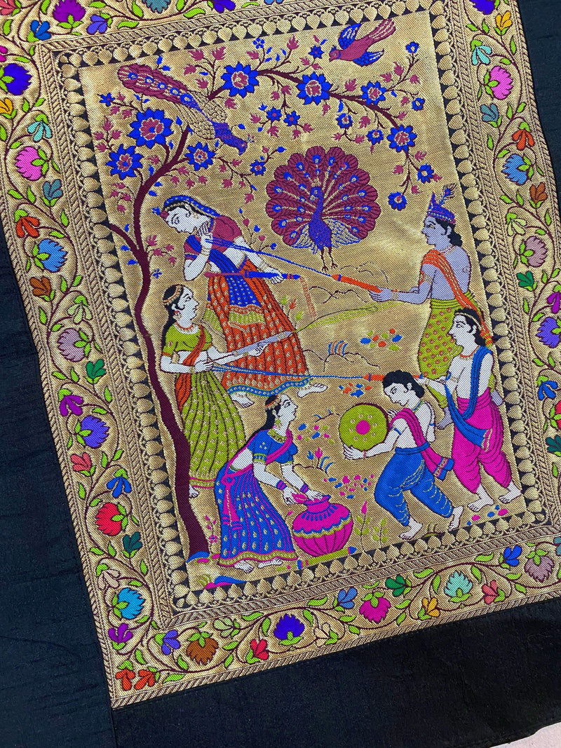 Pure Banarasi Silk Tapestry/Wallhanging-IPCX7 - Shades Of Benares
