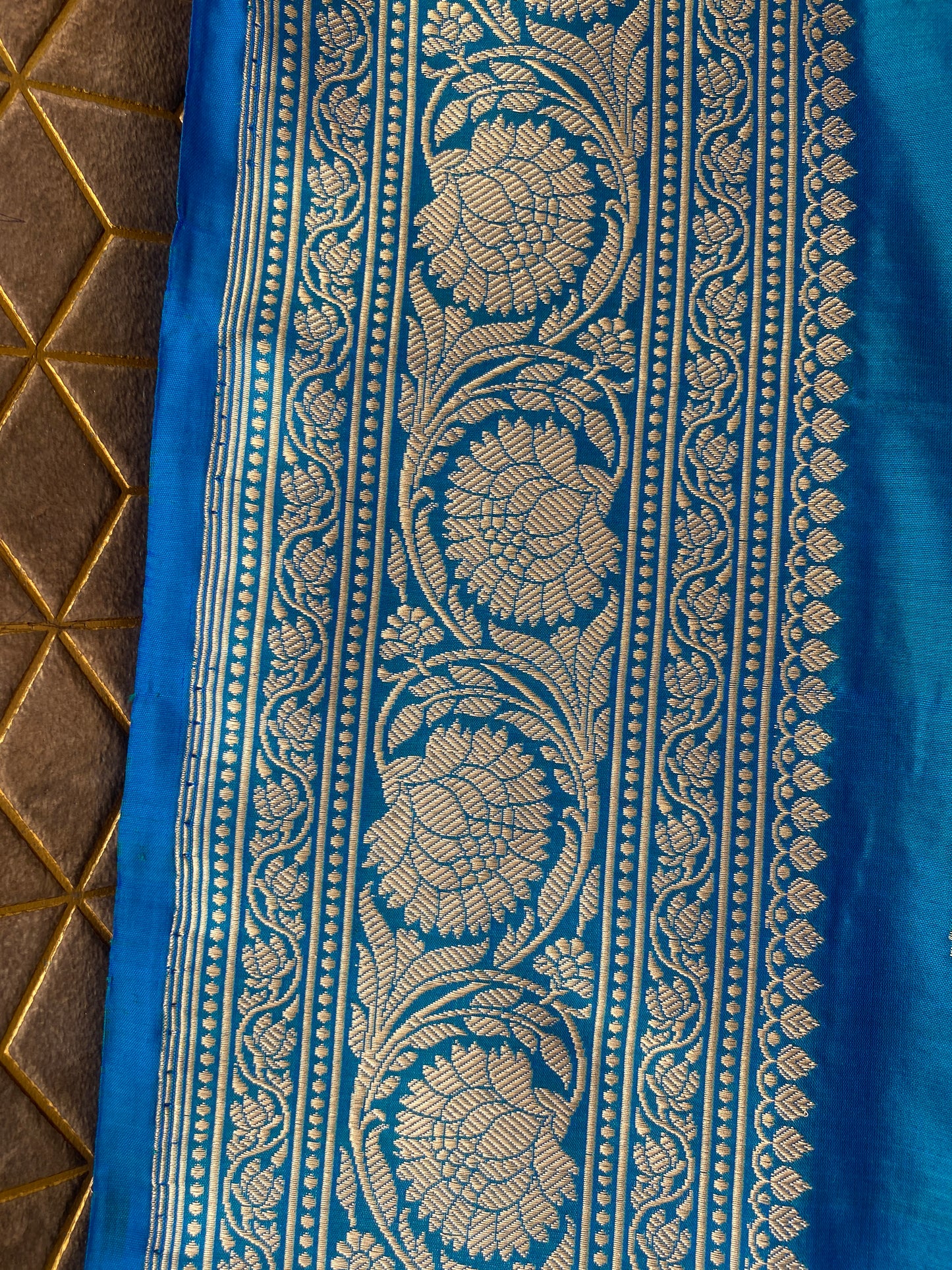 Teal Pure Silk Banarasi Saree with Kadhwa Weave & Sona Rupa Butis by Shades Of Benares - banarasi - banarasi saree shop - banarasi saree manufacturers - banarasi saree wholesale - banaraasi sarees