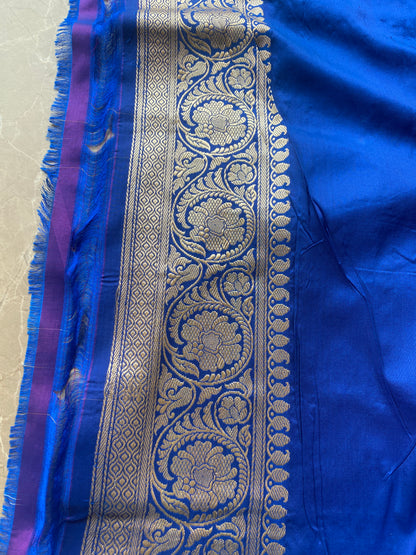 Royal Blue Pure Silk Banarasi Saree with Kadhwa Sona Rupa Butis by Shades Of Benares - banarasi - banarasi saree shop - banarasi saree manufacturers - banarasi saree wholesale - banaraasi sarees