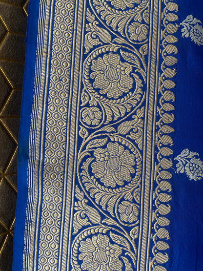 Royal Blue Pure Silk Banarasi Saree with Kadhwa Sona Rupa Butis by Shades Of Benares - banarasi - banarasi saree shop - banarasi saree manufacturers - banarasi saree wholesale - banaraasi sarees